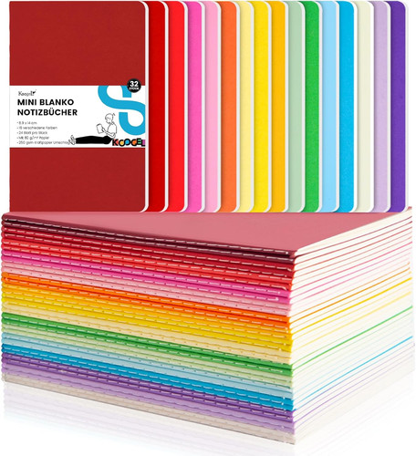 Mini notizbücher 14x9cm bunt - 14x9cm,