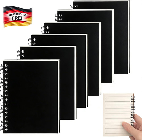 Notizbuch 6er set - a6, spirale